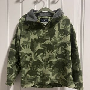 Green Dinosaur Half Zip Up Sweater